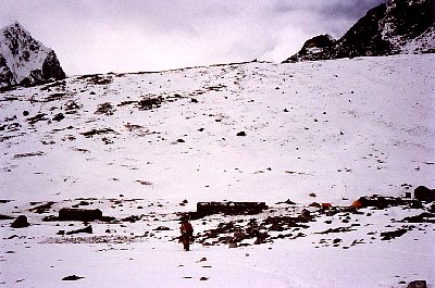1979 Nepal, the Everest Trek. This is Lobuche, at a 16,000 ft. elevation. We arrived before it got dark and spent the night at this level. Photo by Werner.